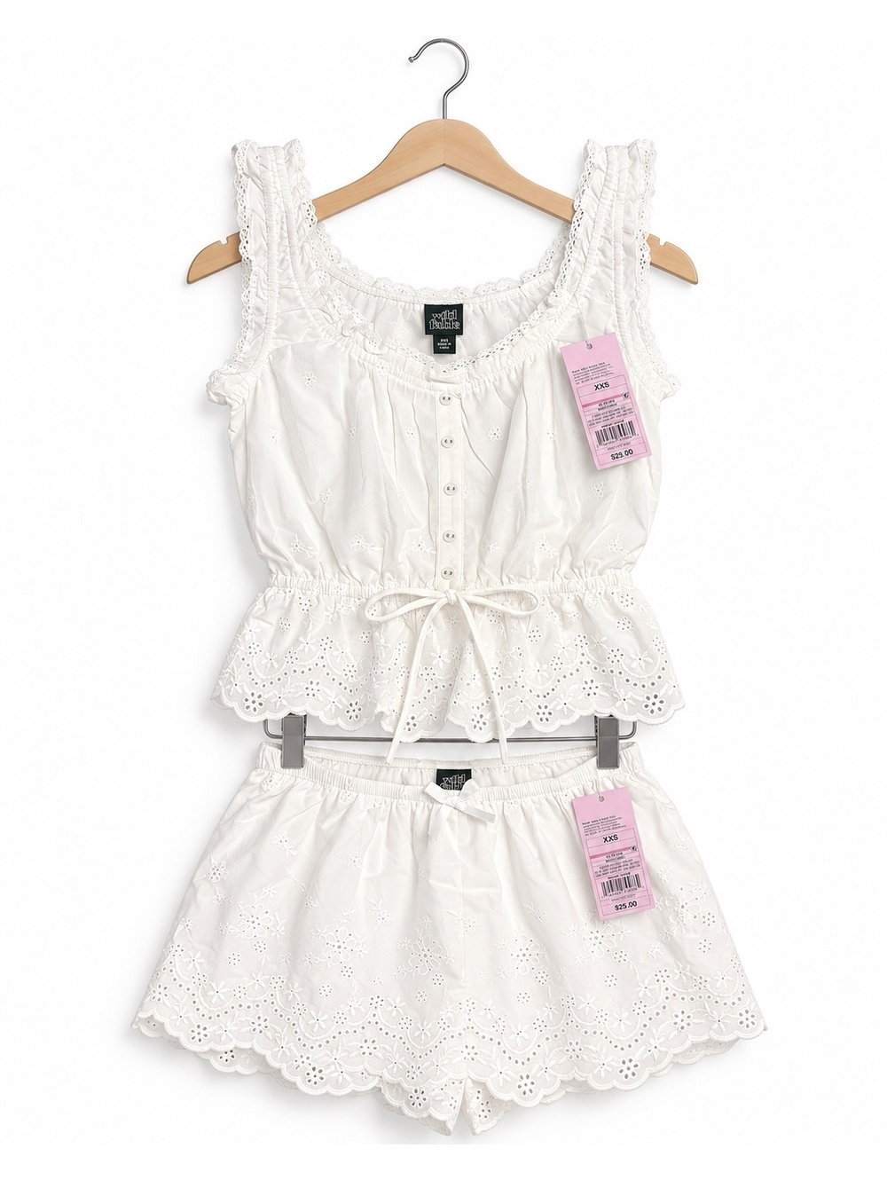 Wild Fable White Eyelet Tank + Skirt/Shorts Set Size XXS